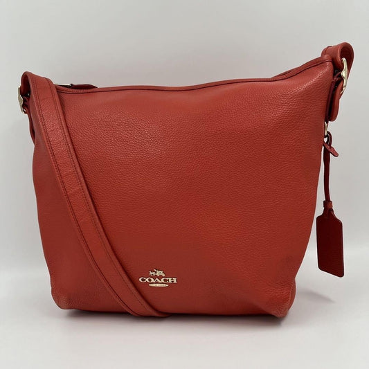 COACH Shoulder Bag Purse Leather Orange Authentic