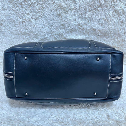 TOD'S Shoulder Bag Purse Boston Bag Leather Black Authentic