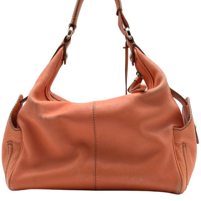 TOD'S Shoulder Bag Purse Leather Salmon Orange Authentic