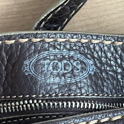 TOD'S Hand Shoulder Bag Tote Purse 2way Leather Brown Authentic