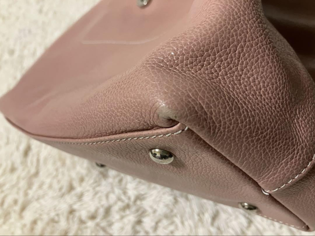Longchamp Hand Bag Tote Purse Leather Pink Authentic