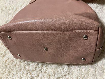 Longchamp Hand Bag Tote Purse Leather Pink Authentic