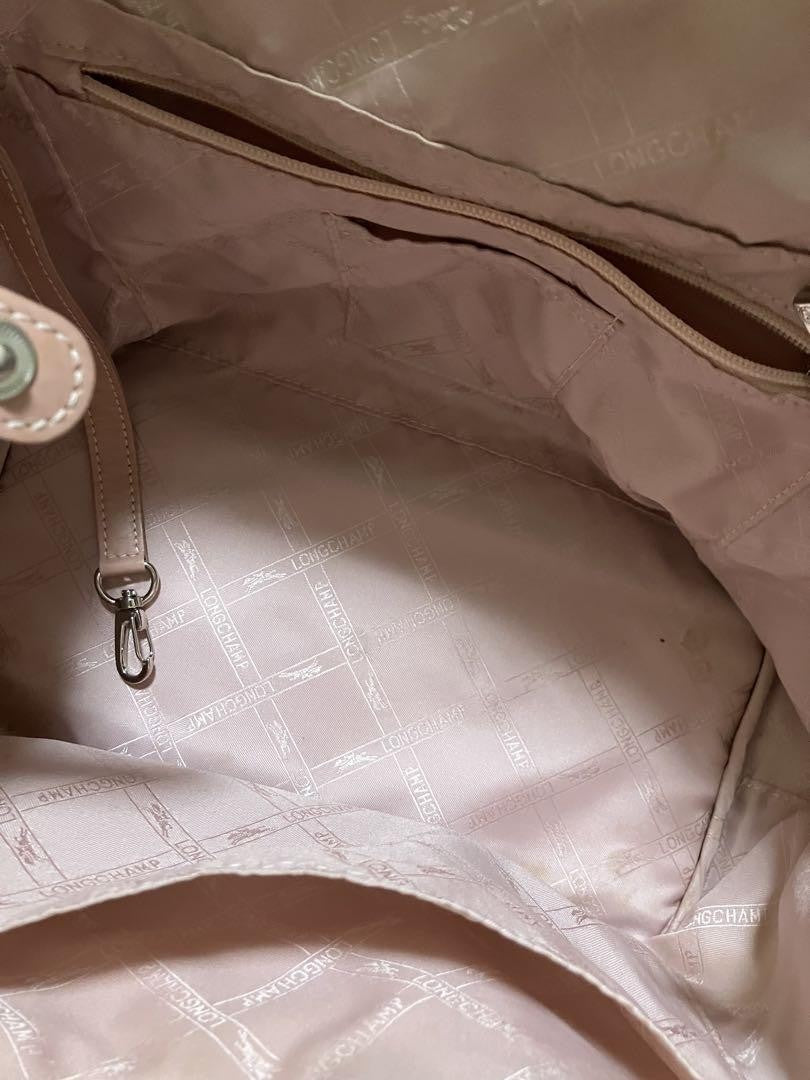 Longchamp Hand Bag Tote Purse Leather Pink Authentic