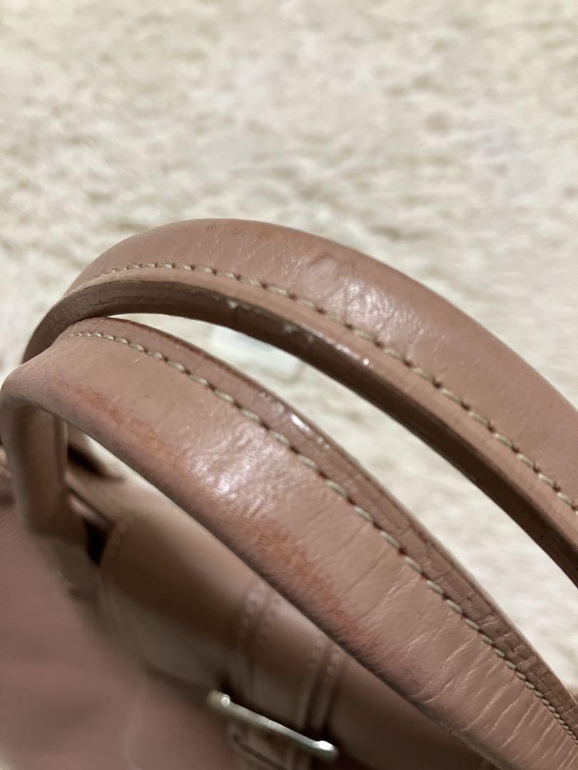 Longchamp Hand Bag Tote Purse Leather Pink Authentic