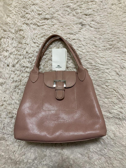 Longchamp Hand Bag Tote Purse Leather Pink Authentic