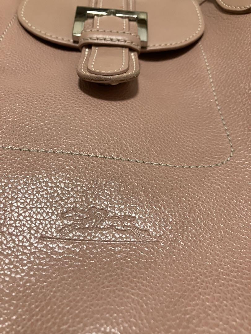 Longchamp Hand Bag Tote Purse Leather Pink Authentic