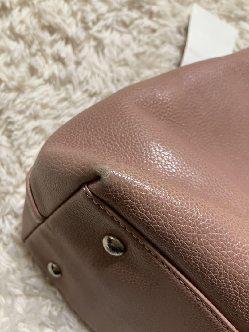 Longchamp Hand Bag Tote Purse Leather Pink Authentic
