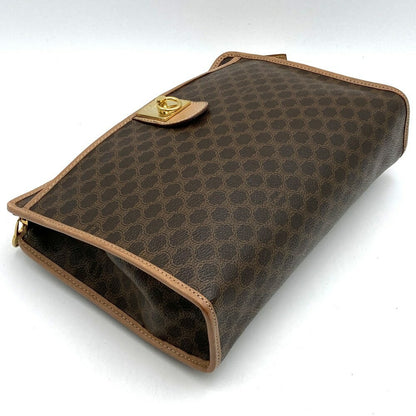 CELINE Clutch Bag Second Bag Macadam PVC Leather Brown Authentic