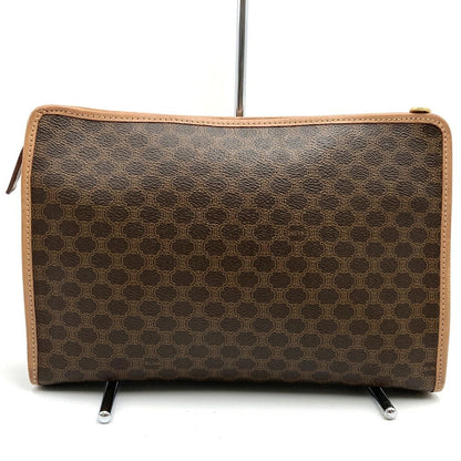 CELINE Clutch Bag Second Bag Macadam PVC Leather Brown Authentic