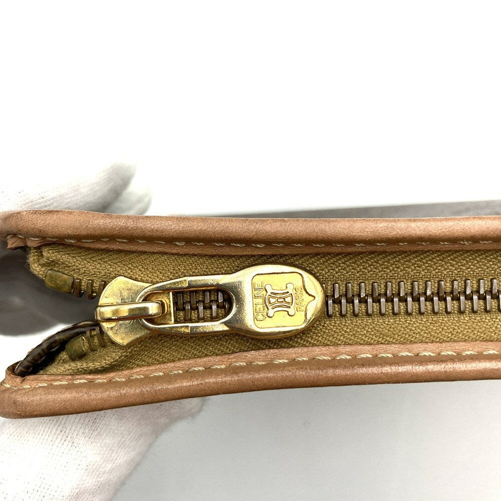 CELINE Clutch Bag Second Bag Macadam PVC Leather Brown Authentic