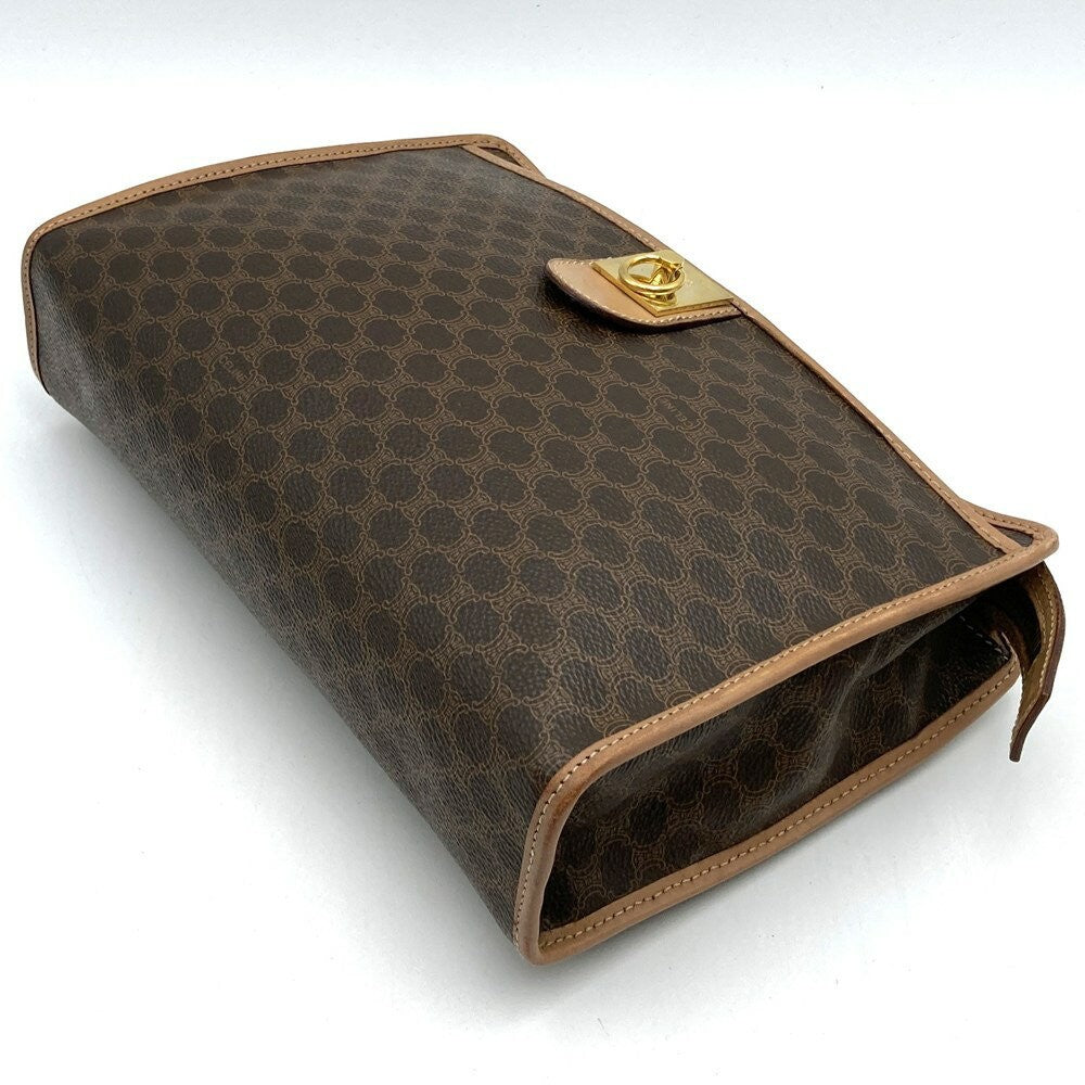 CELINE Clutch Bag Second Bag Macadam PVC Leather Brown Authentic