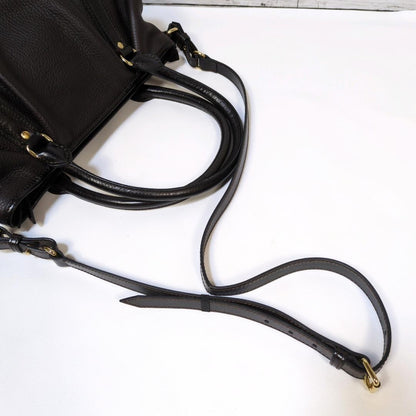 BURBERRY Hand Shoulder Bag Tote Purse 2way Nova Check Leather Dark Brown Auth