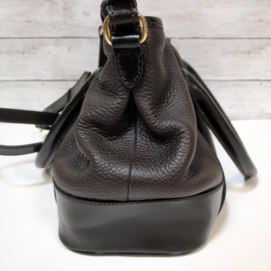BURBERRY Hand Shoulder Bag Tote Purse 2way Nova Check Leather Dark Brown Auth