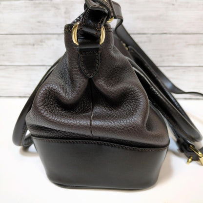 BURBERRY Hand Shoulder Bag Tote Purse 2way Nova Check Leather Dark Brown Auth