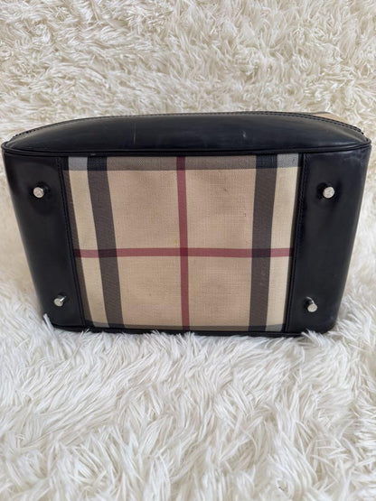 BURBERRY Hand Bag Tote Purse Mini Boston Nova Check Beige Black Authentic