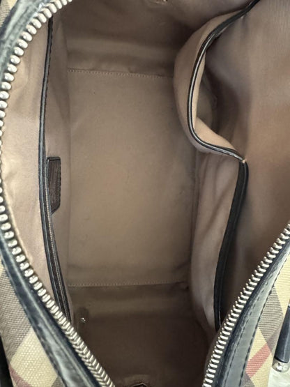 BURBERRY Hand Bag Tote Purse Mini Boston Nova Check Beige Black Authentic