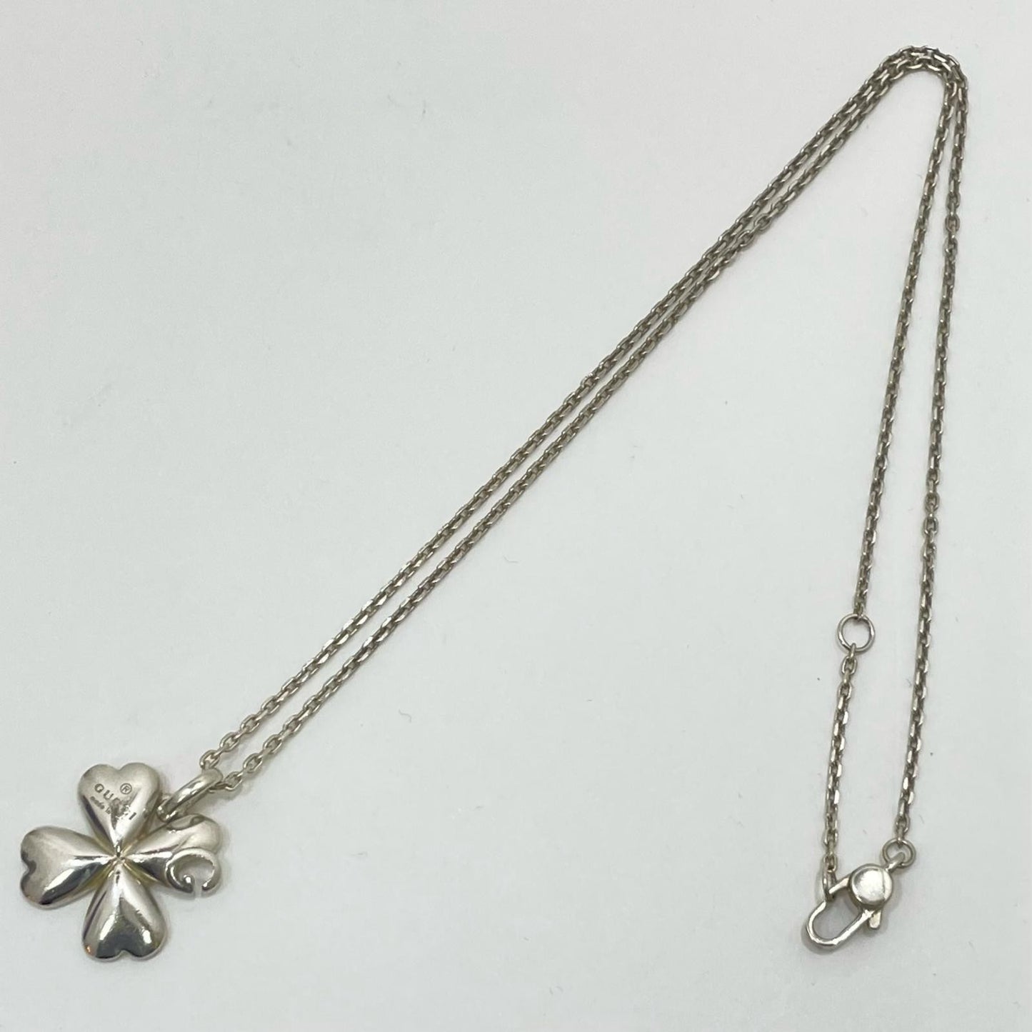 GUCCI Necklace Pendant Clover Silver AG925 Unisex Accessory Authentic