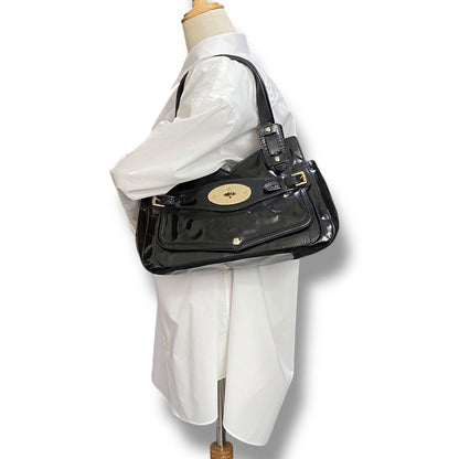 MULBERRY Smithfield  Hand Bag Tote Purse Patent Leather Black Authentic