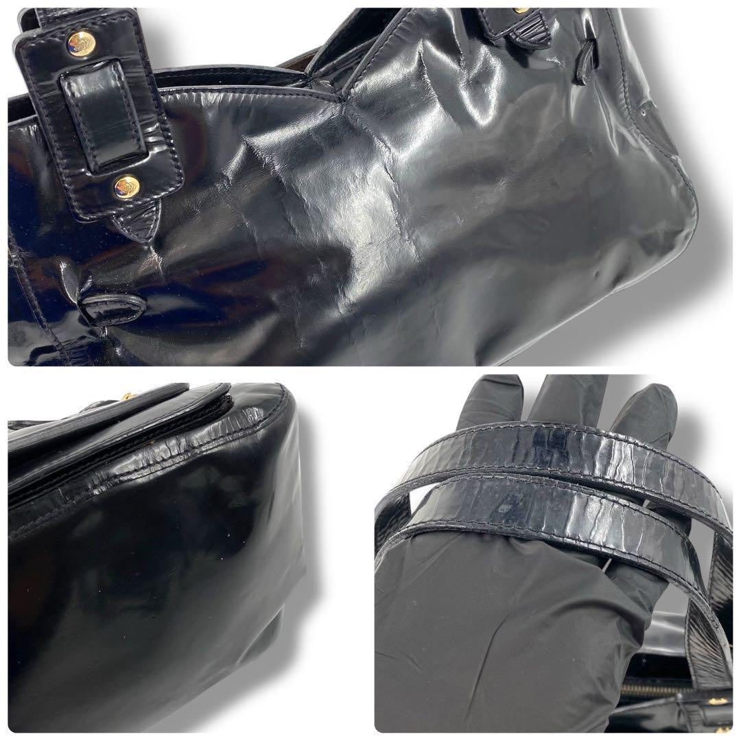 MULBERRY Smithfield  Hand Bag Tote Purse Patent Leather Black Authentic