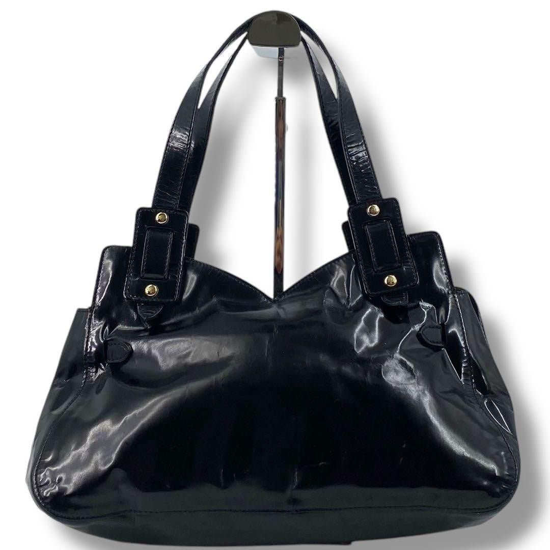 MULBERRY Smithfield  Hand Bag Tote Purse Patent Leather Black Authentic