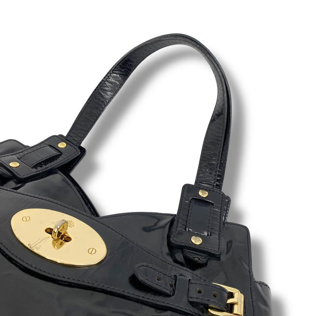 MULBERRY Smithfield  Hand Bag Tote Purse Patent Leather Black Authentic