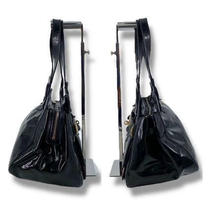 MULBERRY Smithfield  Hand Bag Tote Purse Patent Leather Black Authentic