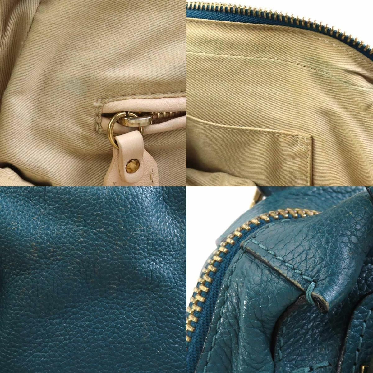Chloe Hand Bag Tote Bag shoulder bag Purse Leather  Blue Gold Authentic Unisex