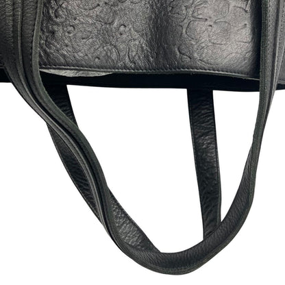 Chloe Hand Bag Tote Bag Logo Leather Black Silver Used Unisex Authentic
