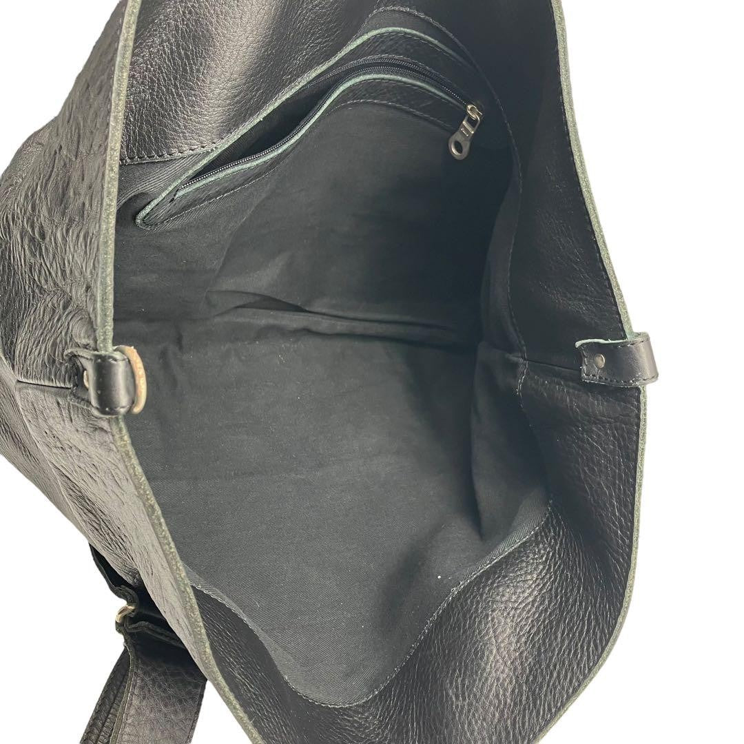 Chloe Hand Bag Tote Bag Logo Leather Black Silver Used Unisex Authentic