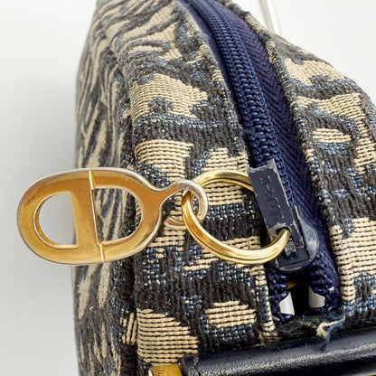 Christian Dior Shoulder Bag Purse 2way Trotter Canvas Leather Navy Beige Auth