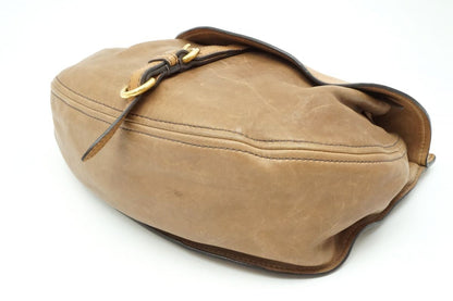 MIU MIU Hand Shoulder Bag Tote Purse 2way Logo Leather Brown Authentic