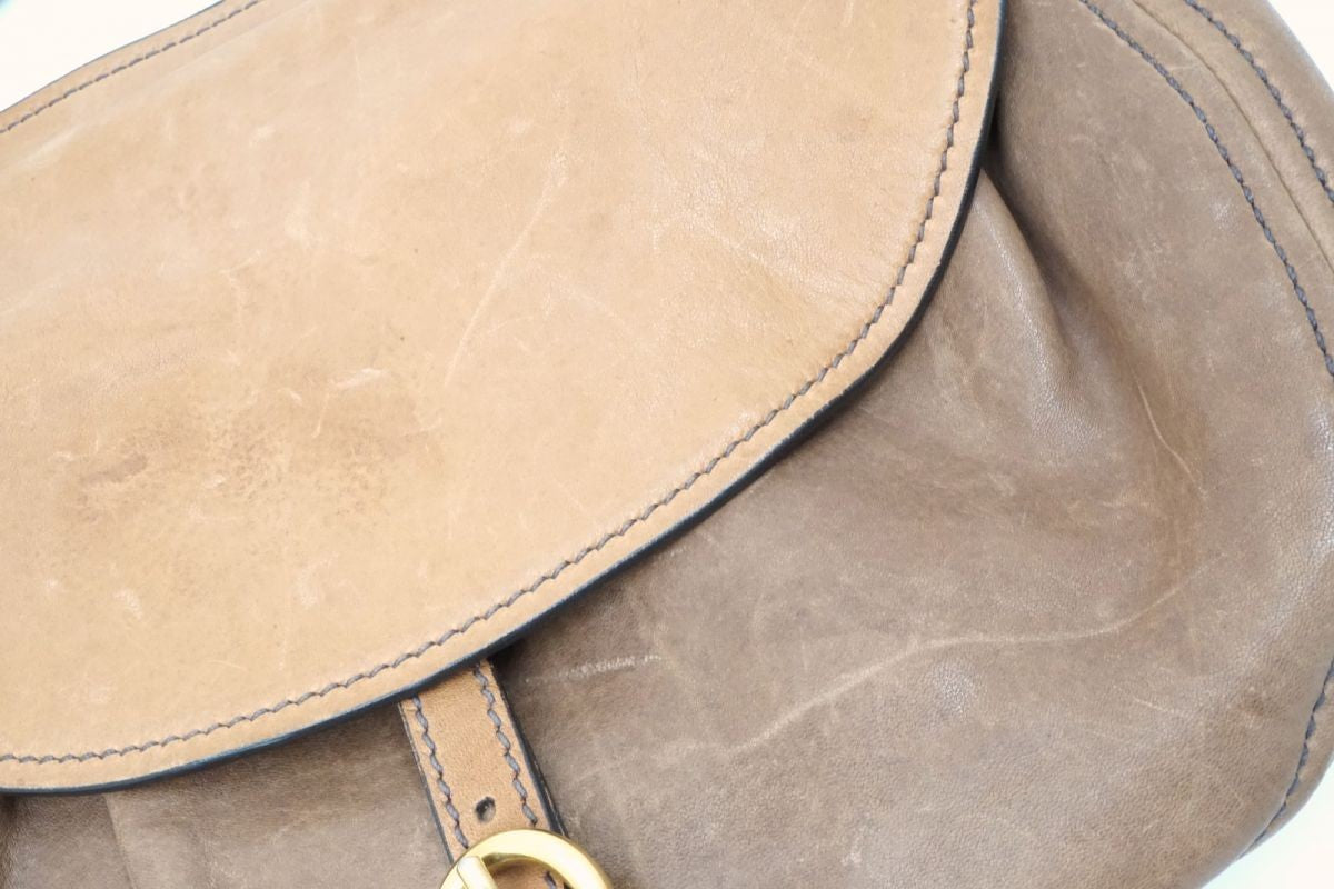 MIU MIU Hand Shoulder Bag Tote Purse 2way Logo Leather Brown Authentic