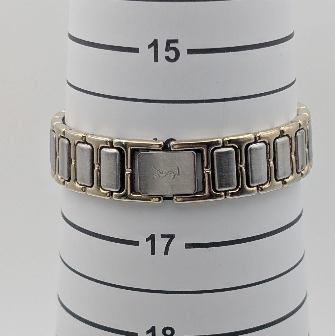 Saint Laurent Quartz Watch Wristwatch YSL Cassandra Gold Silver Navy Auth