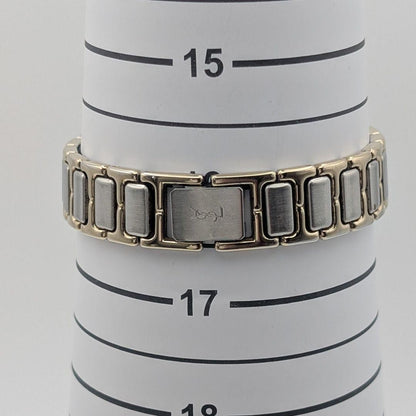 Saint Laurent Quartz Watch Wristwatch YSL Cassandra Gold Silver Navy Auth