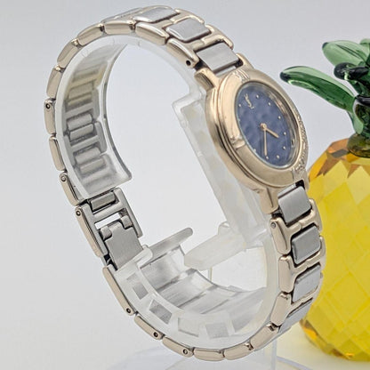 Saint Laurent Quartz Watch Wristwatch YSL Cassandra Gold Silver Navy Auth