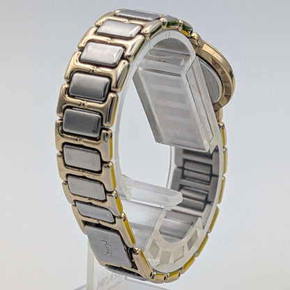 Saint Laurent Quartz Watch Wristwatch YSL Cassandra Gold Silver Navy Auth