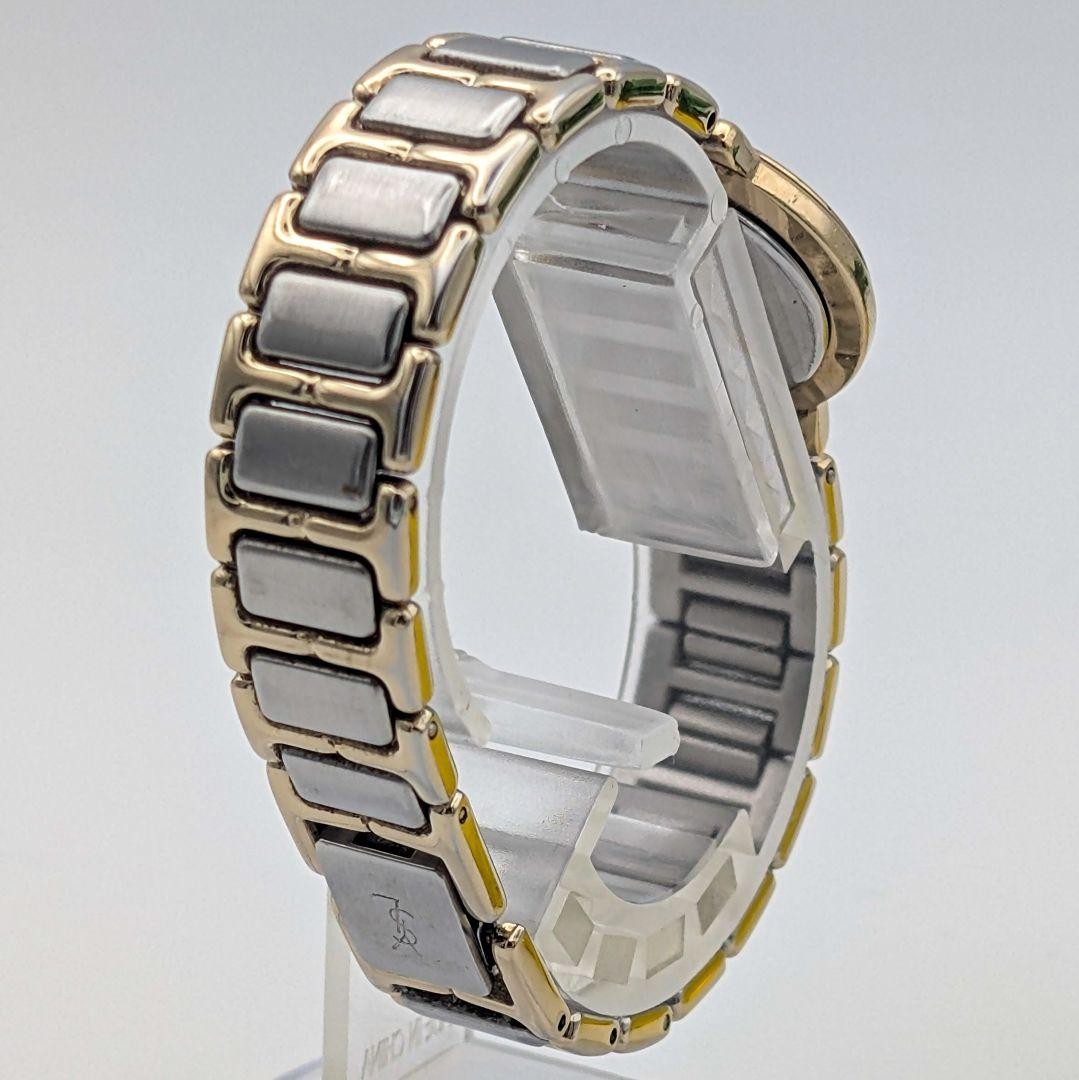 Saint Laurent Quartz Watch Wristwatch YSL Cassandra Gold Silver Navy Auth