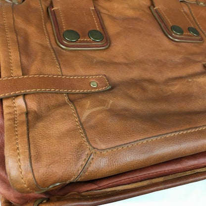 Chloe Hand Bag Tote Purse Mini Boston Bag Leather Camel Authentic