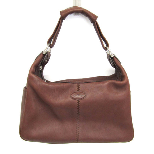 TOD'S Shoulder Bag Purse Leather Brown Authentic