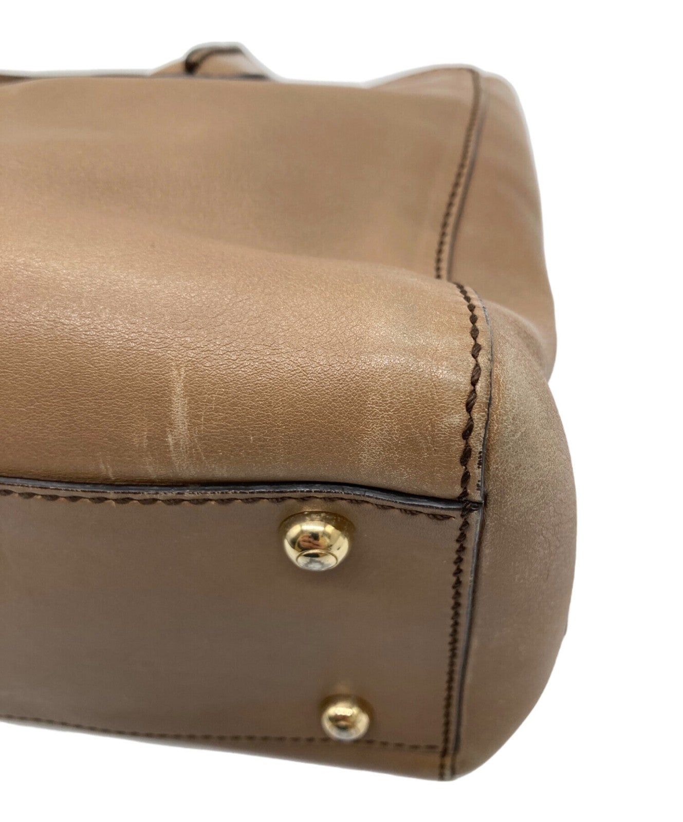 TOD'S Hand Bag Tote Purse Leather Beige Authentic