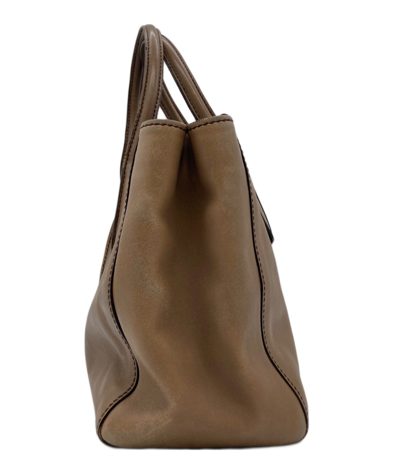 TOD'S Hand Bag Tote Purse Leather Beige Authentic