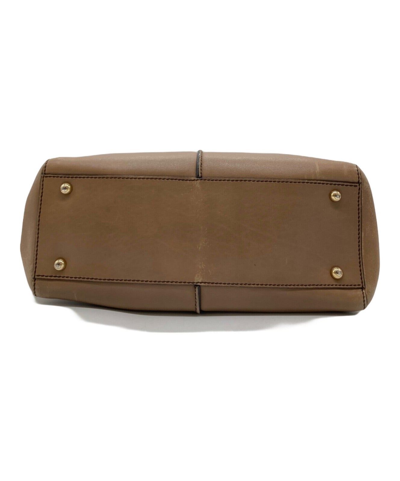 TOD'S Hand Bag Tote Purse Leather Beige Authentic