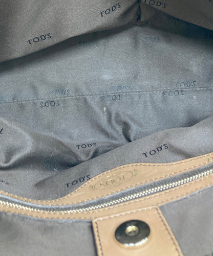 TOD'S Hand Bag Tote Purse Leather Beige Authentic