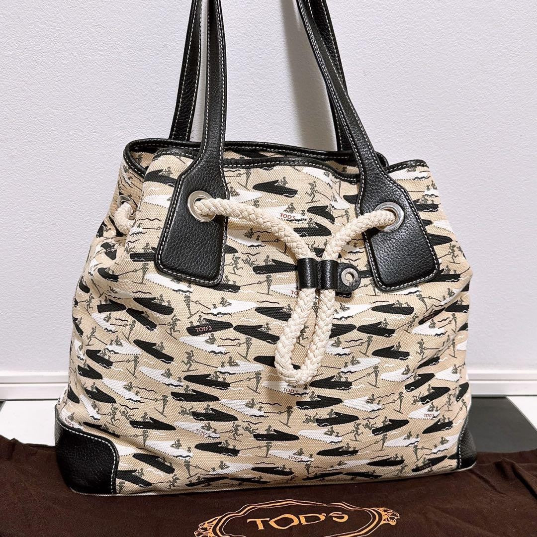 TOD'S Hand Bag Tote Purse Leather Multicolor Authentic