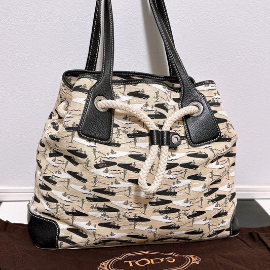 TOD'S Hand Bag Tote Purse Leather Multicolor Authentic