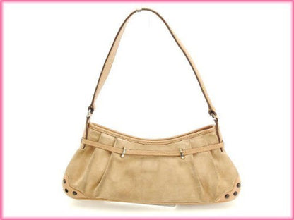 TOD'S Shoulder Bag Purse Beige Authentic