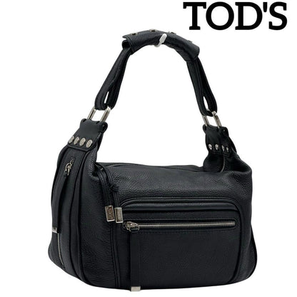 TOD'S Hand Bag Tote Purse Leather Navy Authentic