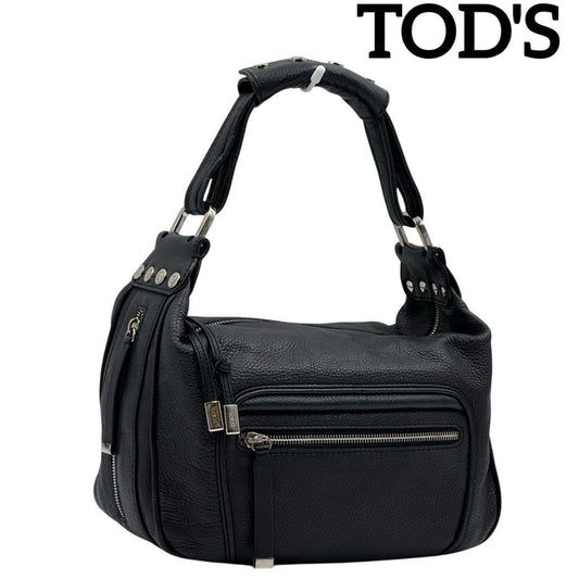 TOD'S Hand Bag Tote Purse Leather Navy Authentic
