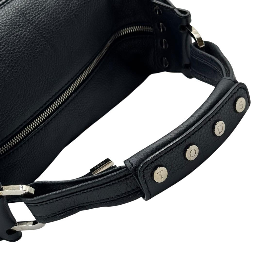TOD'S Hand Bag Tote Purse Leather Navy Authentic