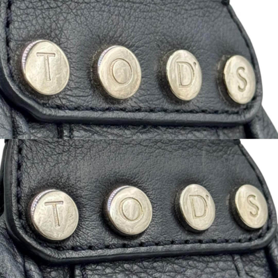 TOD'S Hand Bag Tote Purse Leather Navy Authentic